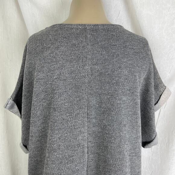 Forever 21 Grey Black Studded Short Sleeve Fringe Top Southwestern Oversized SM - Picture 10 of 16